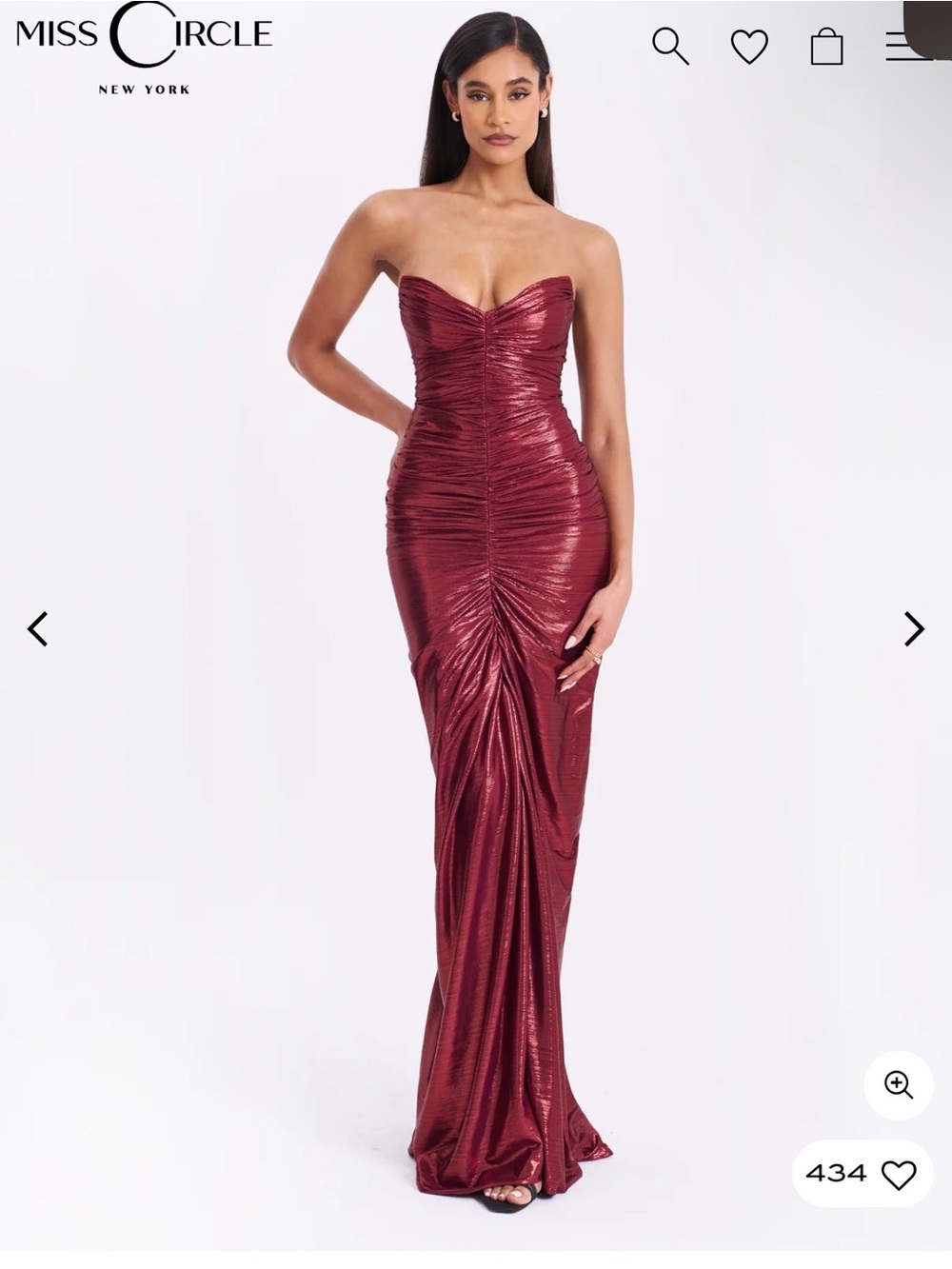 Miss Circle Sable Ruched Burgundy Glitter Mermaid Gown